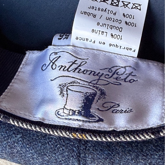 Anthony Peto Paris Authentic French Parisian 100% Wool Beret, Blue + Plaid, 56 main image 4